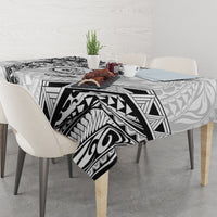 Polynesian Pattern With Plumeria Flowers Tablecloth White