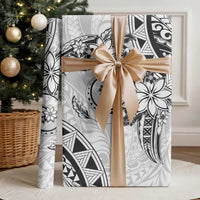Polynesian Pattern With Plumeria Flowers Wrapping Paper White - Polynesian Pride