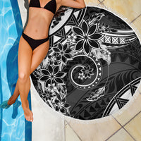 Polynesian Pattern With Plumeria Flowers Beach Blanket Black