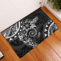 Polynesian Pattern With Plumeria Flowers Rubber Doormat Black LT05 Black - Polynesian Pride
