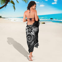 Polynesian Pattern With Plumeria Flowers Sarong Black