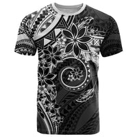 Polynesian Pattern With Plumeria Flowers T Shirt Black