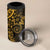 Gold Polynesian Pattern With Plumeria Flowers 4 in 1 Can Cooler Tumbler