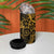 Gold Polynesian Pattern With Plumeria Flowers 4 in 1 Can Cooler Tumbler