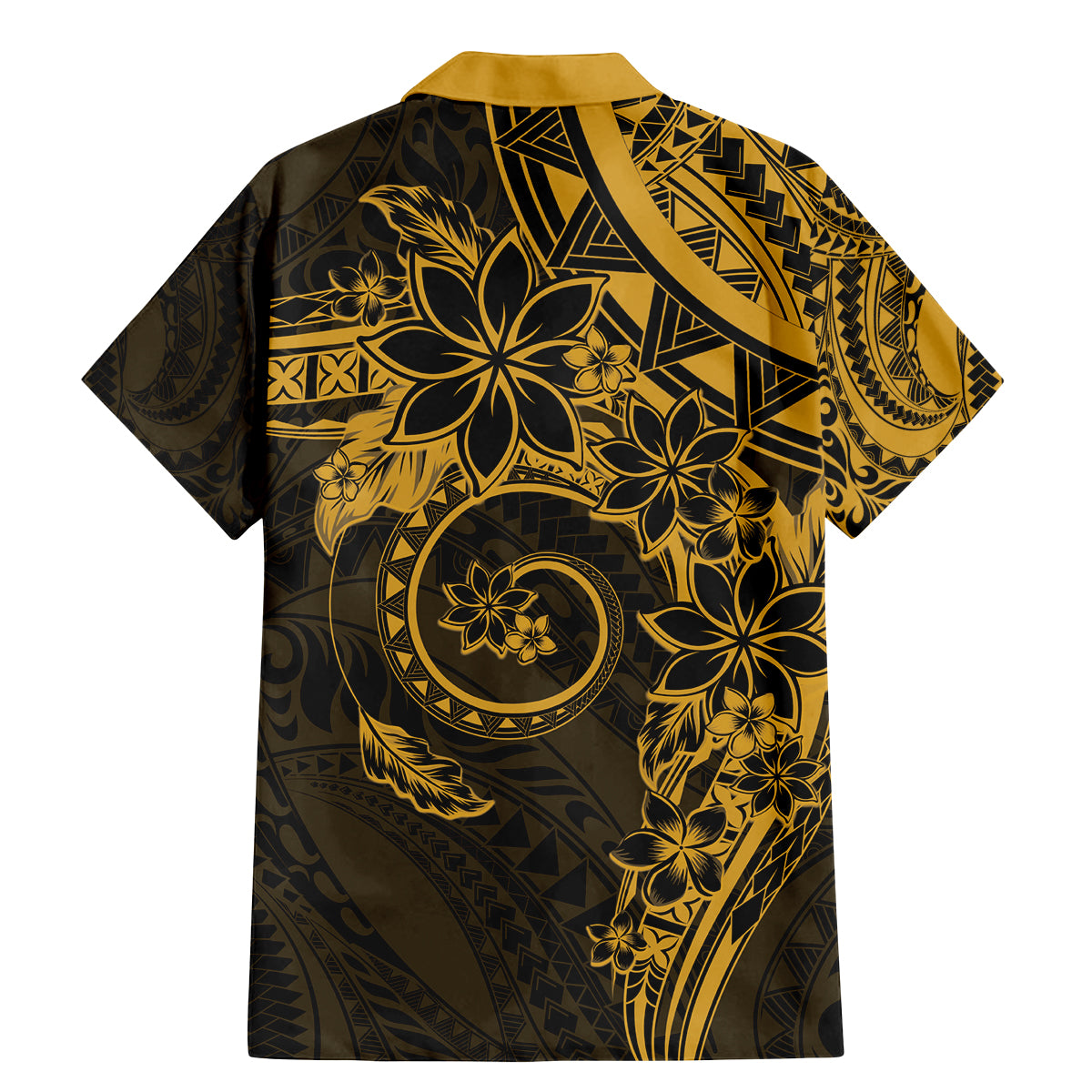 Polynesian Sunset Plumeria Family Matching Mermaid Dress and Hawaiian Shirt Gold Polynesian Tattoo