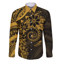Polynesian Sunset Plumeria Family Matching Tank Maxi Dress and Hawaiian Shirt Gold Polynesian Tattoo