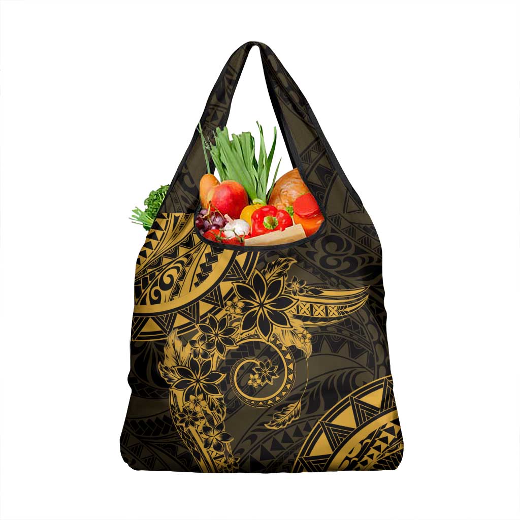 Polynesian Sunset Plumeria Grocery Bag Gold Polynesian Tattoo