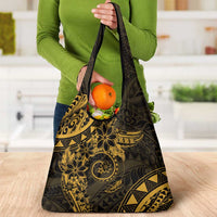 Polynesian Sunset Plumeria Grocery Bag Gold Polynesian Tattoo