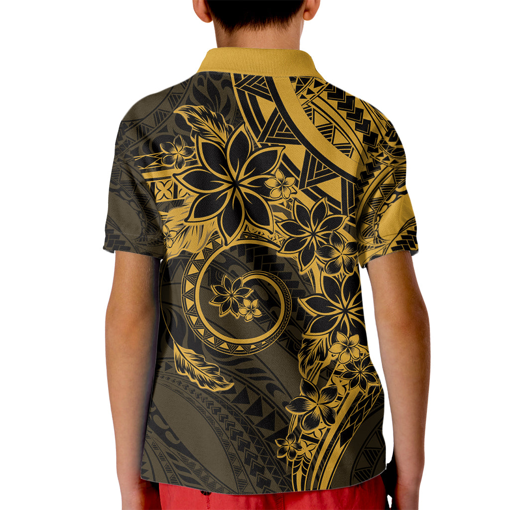 Polynesian Sunset Plumeria Kid Polo Shirt Gold Polynesian Tattoo