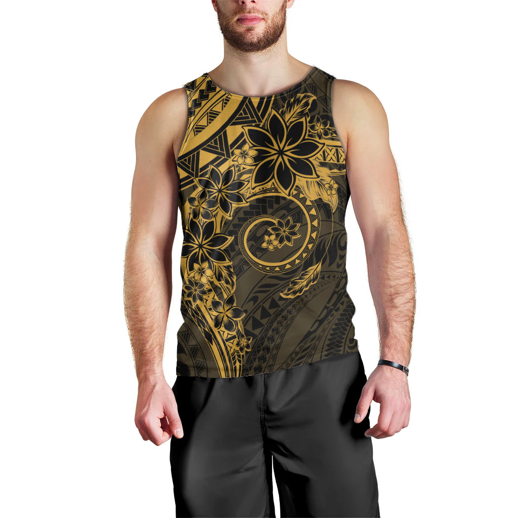 Polynesian Sunset Plumeria Men Tank Top Gold Polynesian Tattoo