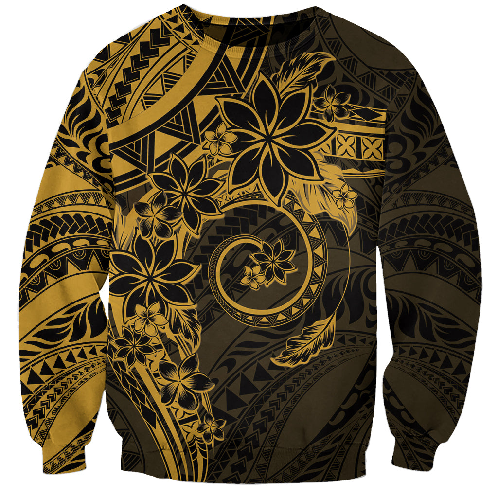 Polynesian Sunset Plumeria Sweatshirt Gold Polynesian Tattoo LT05 Unisex Gold - Polynesian Pride
