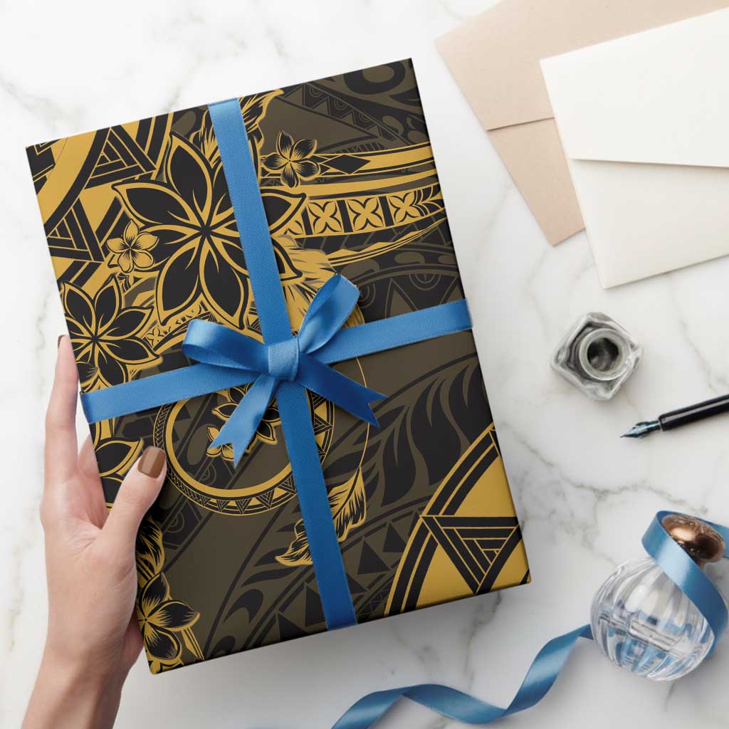Polynesian Sunset Plumeria Wrapping Paper Gold Polynesian Tattoo - Polynesian Pride