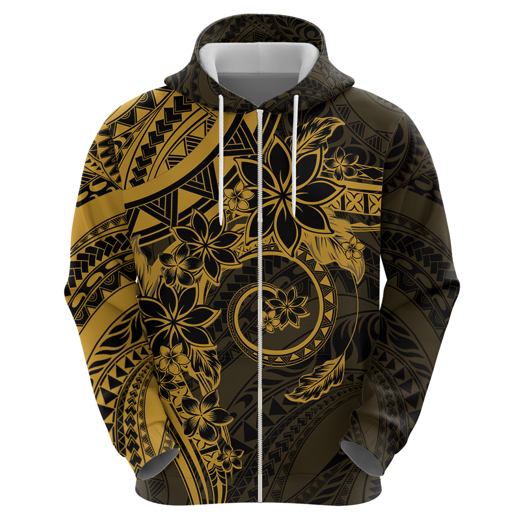 Polynesian Sunset Plumeria Zip Hoodie Gold Polynesian Tattoo
