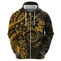 Polynesian Sunset Plumeria Zip Hoodie Gold Polynesian Tattoo
