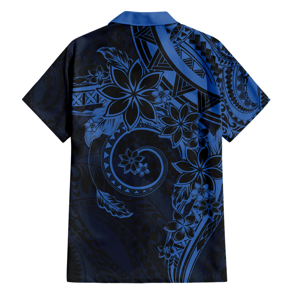 Polynesian Sunset Plumeria Family Matching Short Sleeve Bodycon Dress and Hawaiian Shirt Navy Polynesian Tattoo