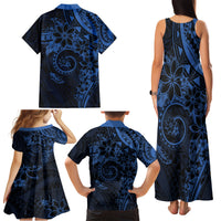 Polynesian Sunset Plumeria Family Matching Tank Maxi Dress and Hawaiian Shirt Navy Polynesian Tattoo LT05 - Polynesian Pride