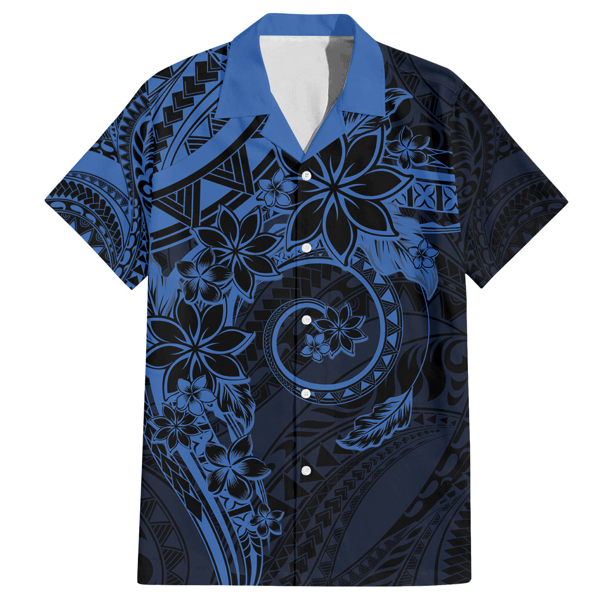 Polynesian Sunset Plumeria Family Matching Tank Maxi Dress and Hawaiian Shirt Navy Polynesian Tattoo LT05 Dad's Shirt - Short Sleeve Navy - Polynesian Pride