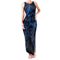 Polynesian Sunset Plumeria Family Matching Tank Maxi Dress and Hawaiian Shirt Navy Polynesian Tattoo LT05 Mom's Dress Navy - Polynesian Pride