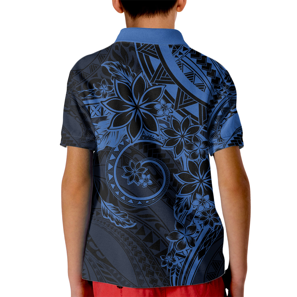 Polynesian Sunset Plumeria Kid Polo Shirt Navy Polynesian Tattoo