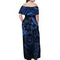 Polynesian Sunset Plumeria Off Shoulder Maxi Dress Navy Polynesian Tattoo