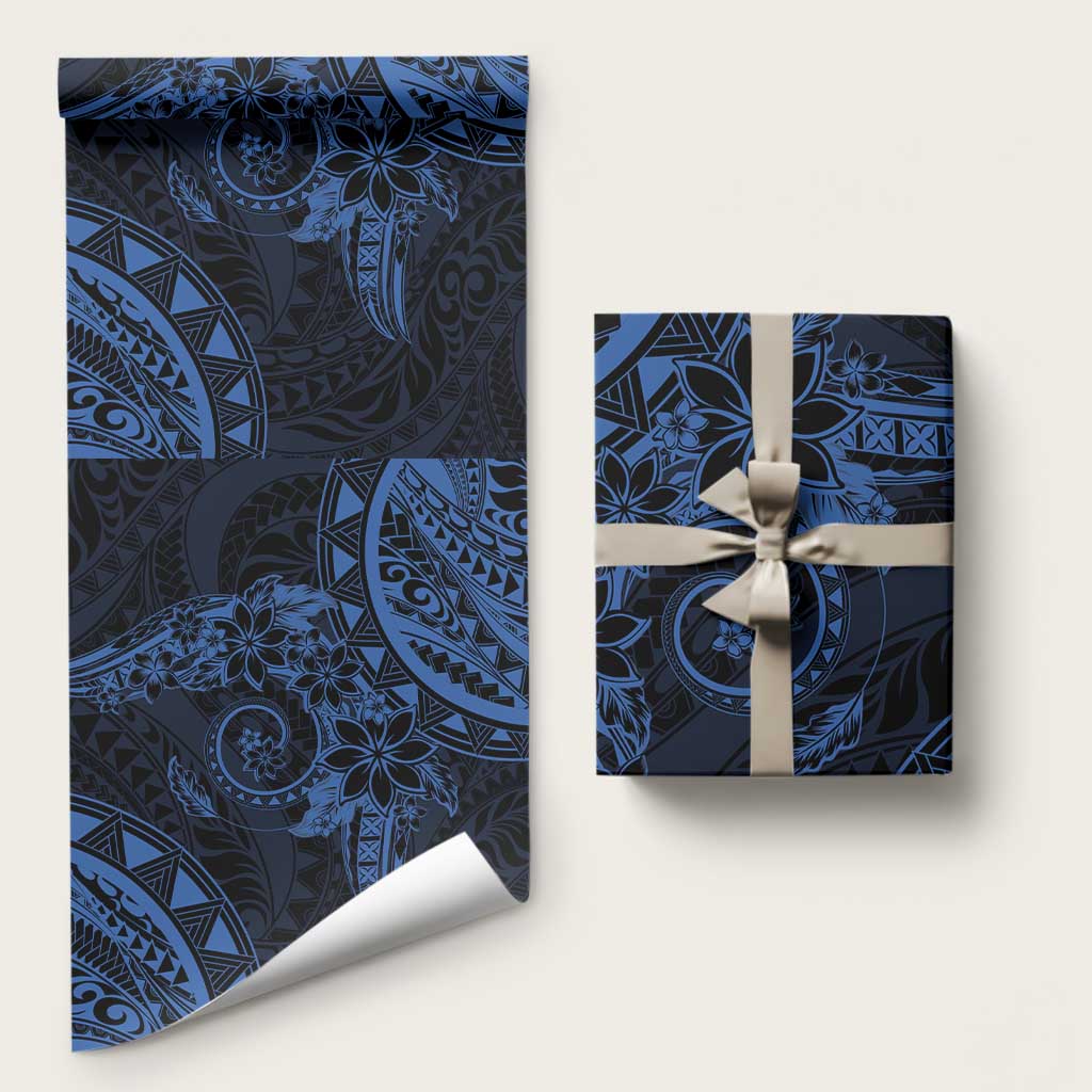 Polynesian Sunset Plumeria Wrapping Paper Navy Polynesian Tattoo - Polynesian Pride