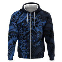 Polynesian Sunset Plumeria Zip Hoodie Navy Polynesian Tattoo