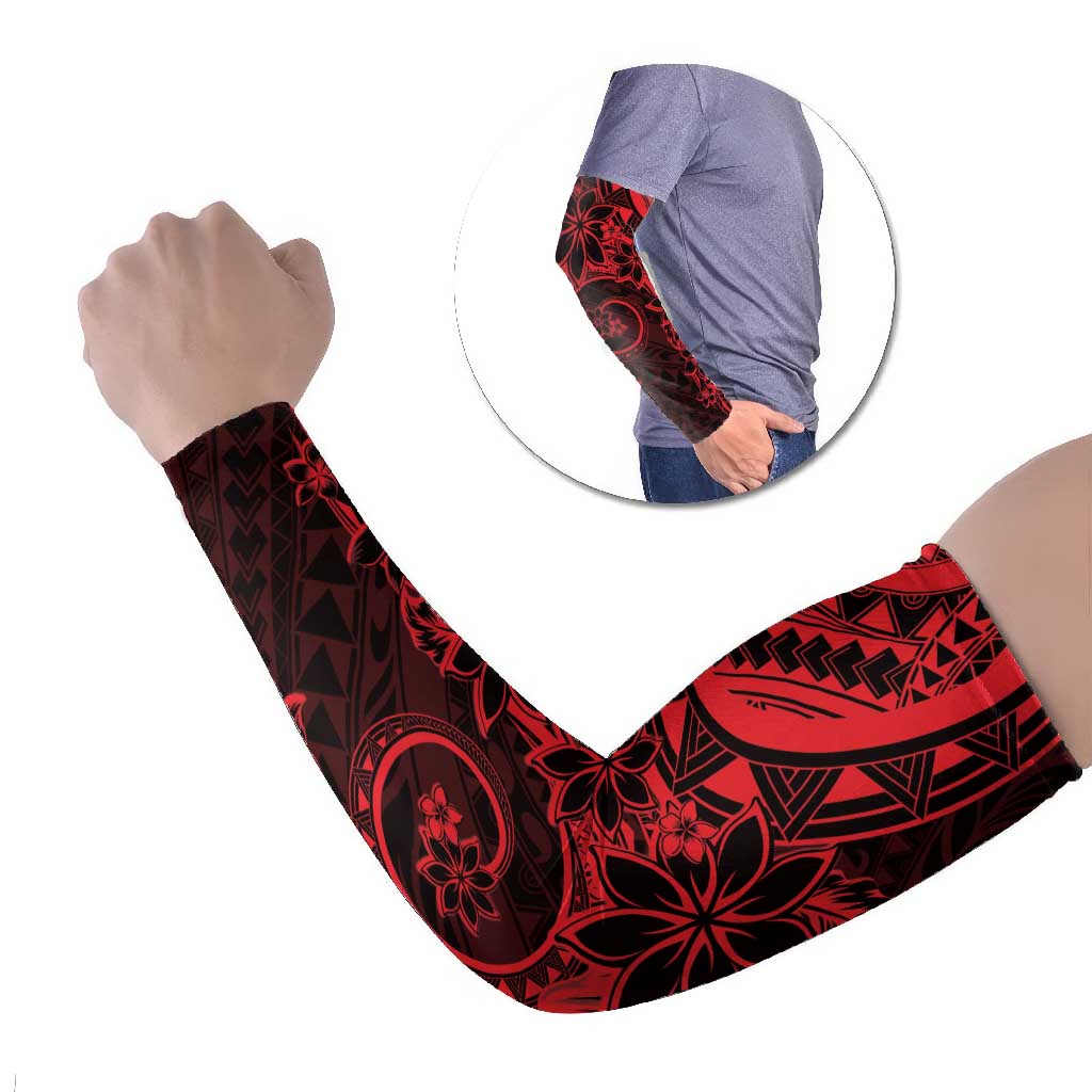 Polynesian Sunset Plumeria Arm Sleeves Red Polynesian Tattoo LT05 Set of 2 Red - Polynesian Pride