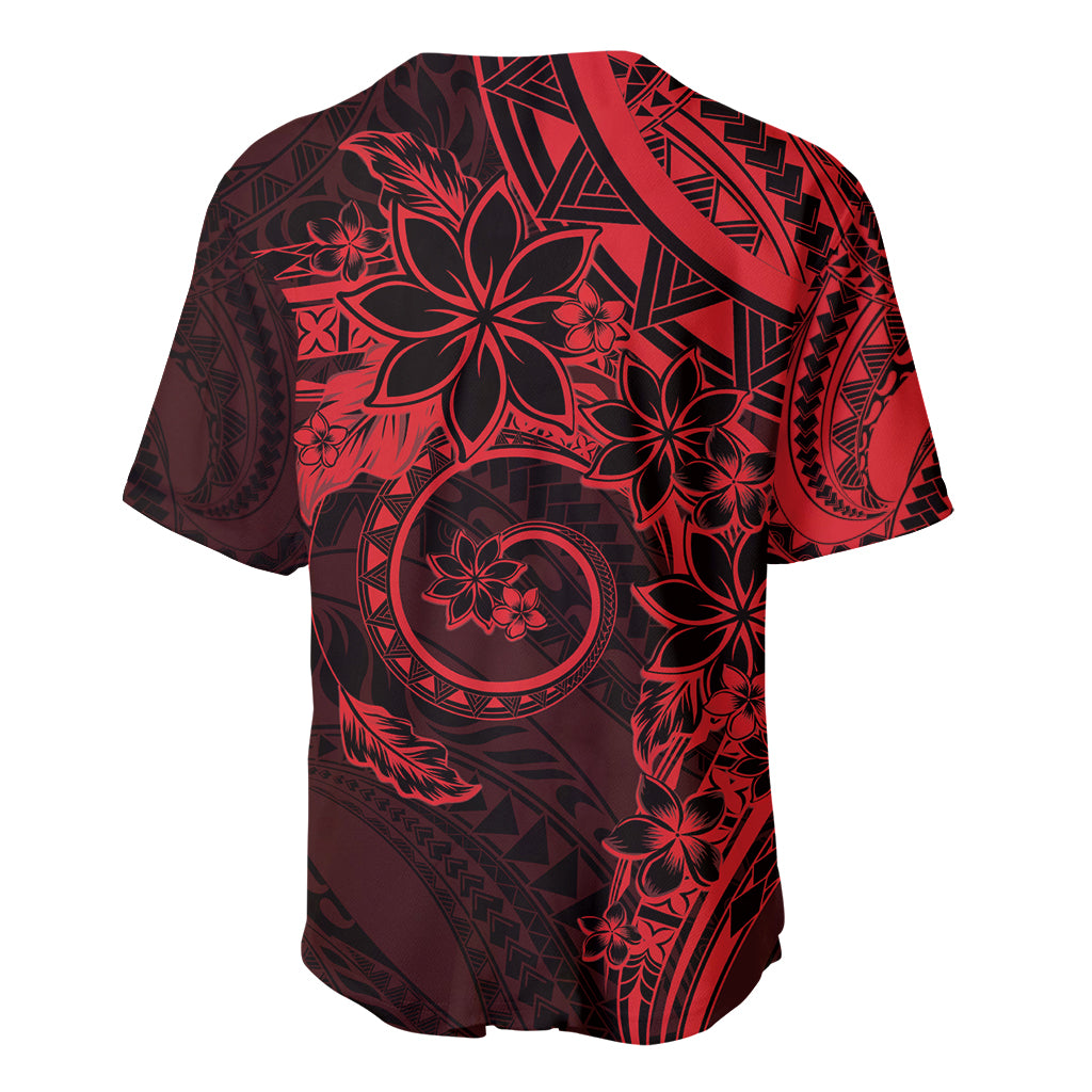 Polynesian Sunset Plumeria Baseball Jersey Red Polynesian Tattoo
