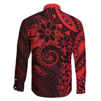 Polynesian Sunset Plumeria Family Matching Long Sleeve Bodycon Dress and Hawaiian Shirt Red Polynesian Tattoo