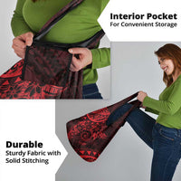 Polynesian Sunset Plumeria Grocery Bag Red Polynesian Tattoo