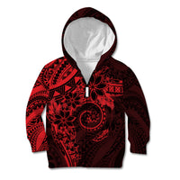Polynesian Sunset Plumeria Kid Hoodie Red Polynesian Tattoo LT05 Zip Hoodie Red - Polynesian Pride