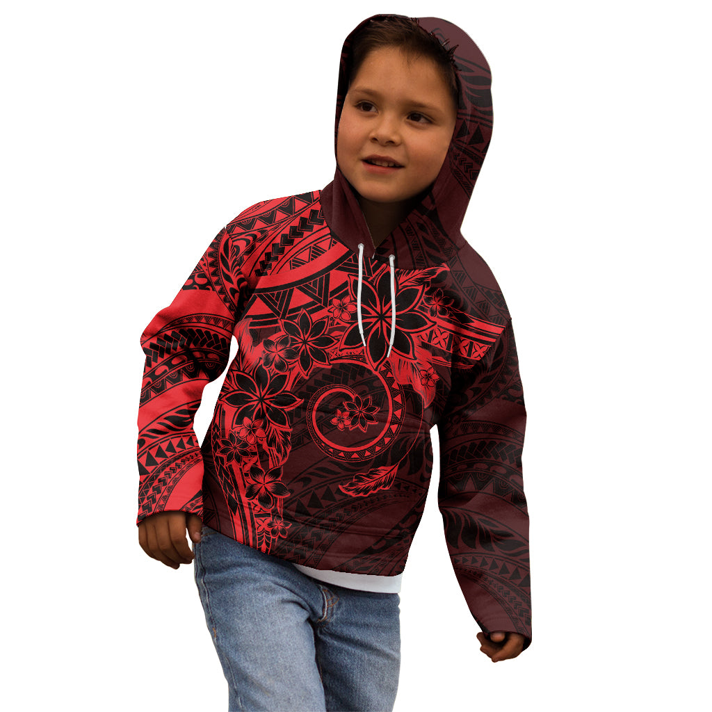 Polynesian Sunset Plumeria Kid Hoodie Red Polynesian Tattoo LT05 - Polynesian Pride