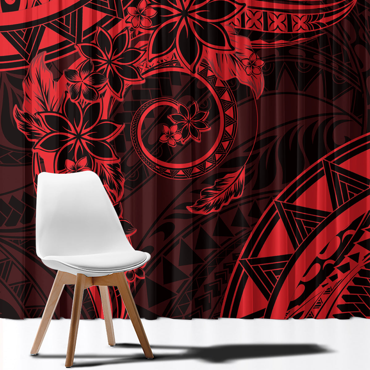 Polynesian Sunset Plumeria Window Curtain Red Polynesian Tattoo