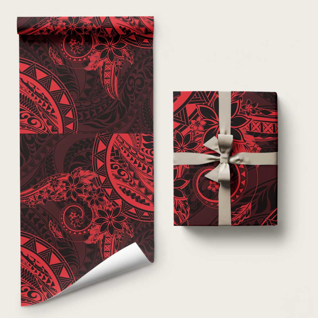 Polynesian Sunset Plumeria Wrapping Paper Red Polynesian Tattoo - Polynesian Pride