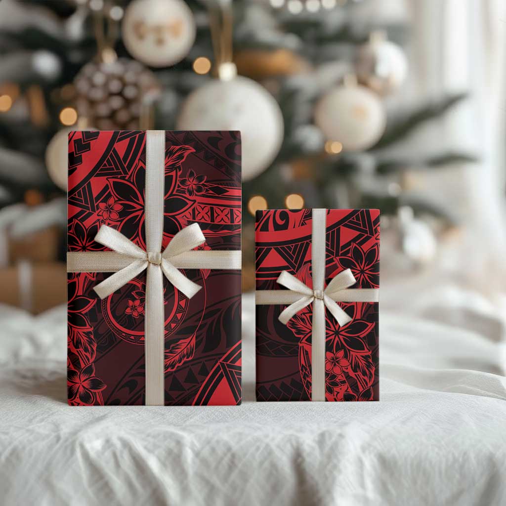 Polynesian Sunset Plumeria Wrapping Paper Red Polynesian Tattoo - Polynesian Pride