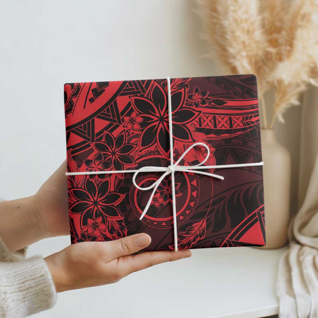 Polynesian Sunset Plumeria Wrapping Paper Red Polynesian Tattoo - Polynesian Pride