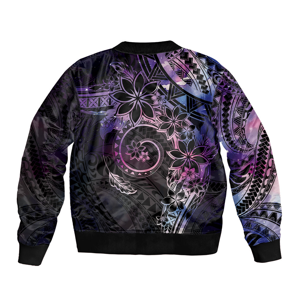 Polynesian Sunset Plumeria Bomber Jacket Galaxy Polynesian Tattoo