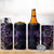 Galaxy Polynesian Pattern With Plumeria Flowers 4 in 1 Can Cooler Tumbler