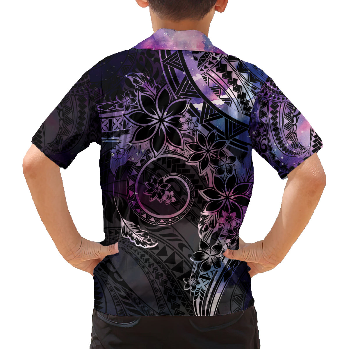 Polynesian Sunset Plumeria Family Matching Summer Maxi Dress and Hawaiian Shirt Galaxy Polynesian Tattoo