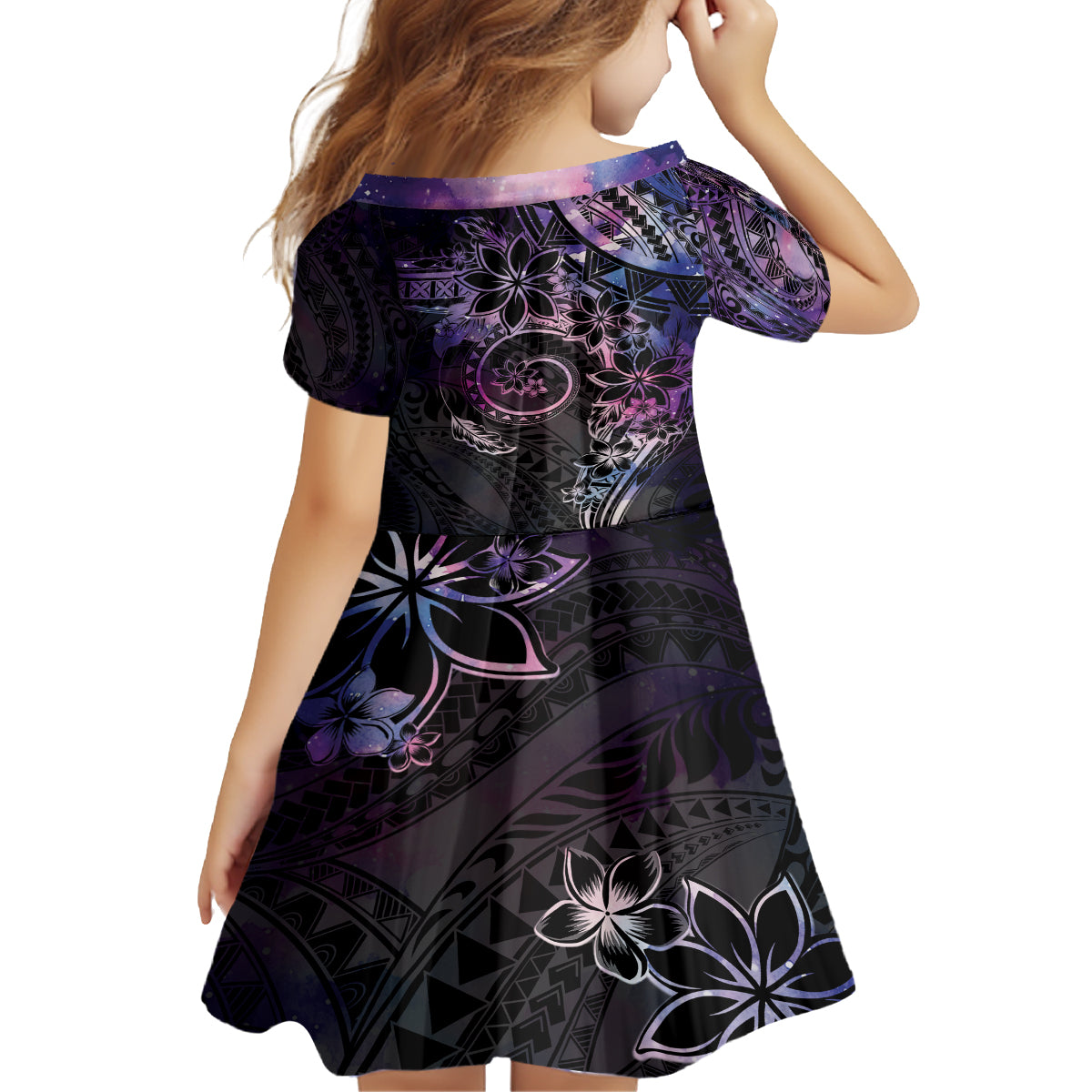 Polynesian Sunset Plumeria Family Matching Tank Maxi Dress and Hawaiian Shirt Galaxy Polynesian Tattoo