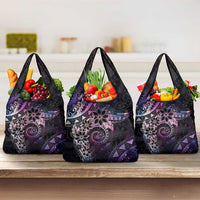 Polynesian Sunset Plumeria Grocery Bag Galaxy Polynesian Tattoo