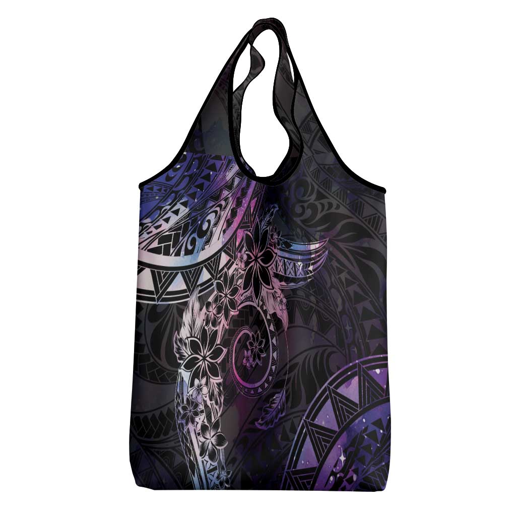 Polynesian Sunset Plumeria Grocery Bag Galaxy Polynesian Tattoo