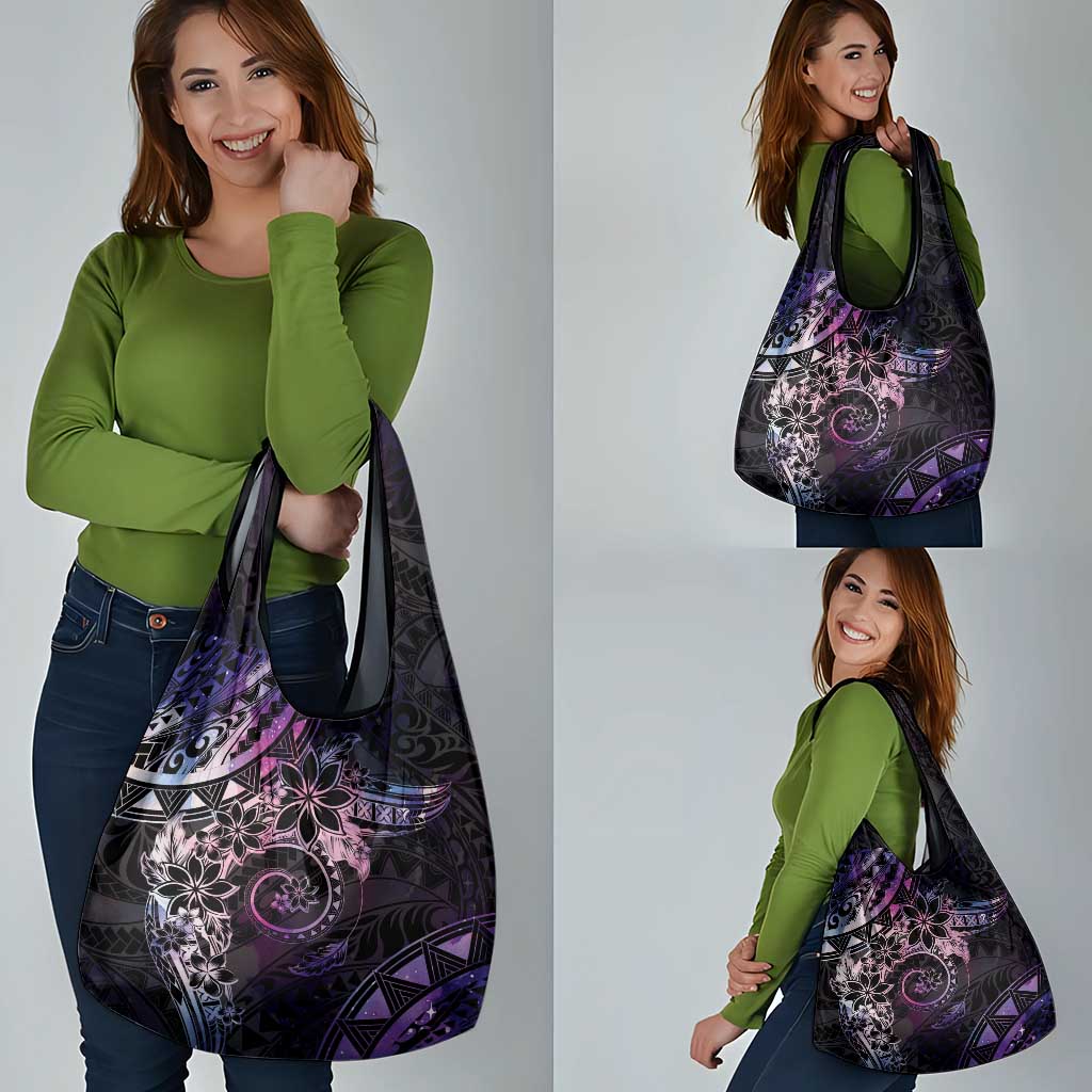 Polynesian Sunset Plumeria Grocery Bag Galaxy Polynesian Tattoo