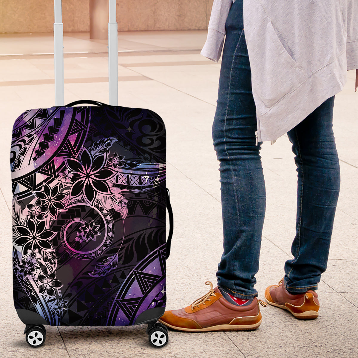 Polynesian Sunset Plumeria Luggage Cover Galaxy Polynesian Tattoo LT05 Galaxy - Polynesian Pride