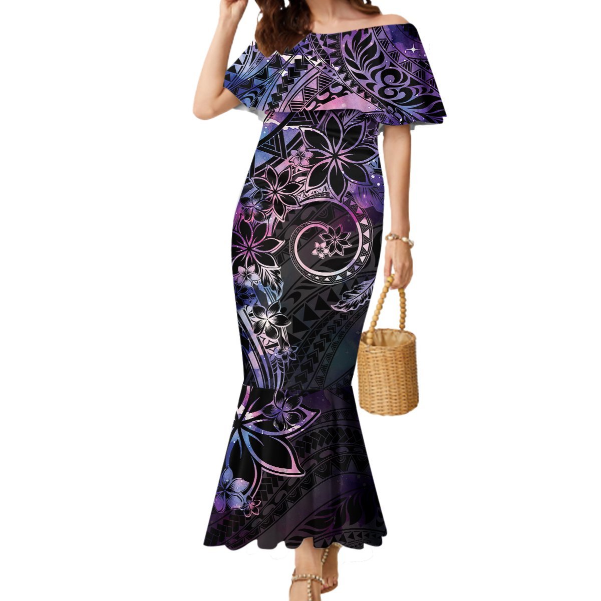 Polynesian Sunset Plumeria Mermaid Dress Galaxy Polynesian Tattoo LT05 Women Galaxy - Polynesian Pride