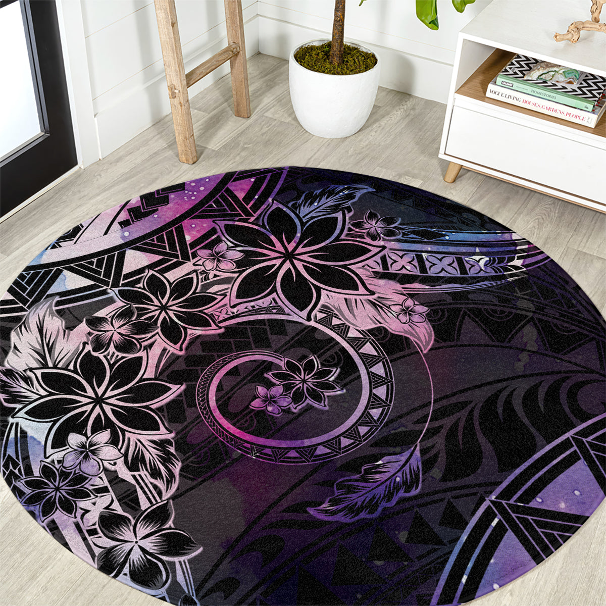 Polynesian Sunset Plumeria Round Carpet Galaxy Polynesian Tattoo LT05 Galaxy - Polynesian Pride