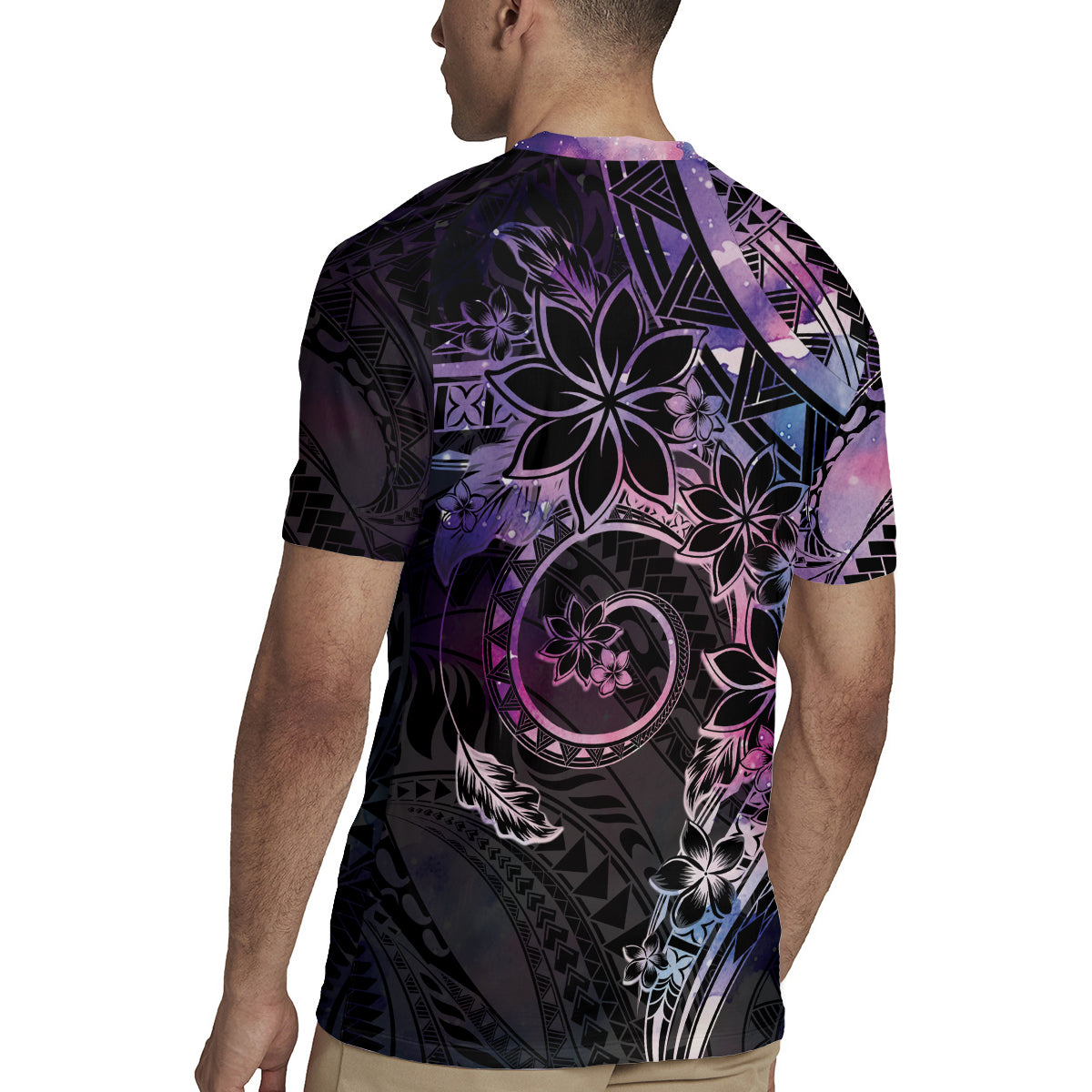 Polynesian Sunset Plumeria Rugby Jersey Galaxy Polynesian Tattoo