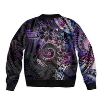 Polynesian Sunset Plumeria Sleeve Zip Bomber Jacket Galaxy Polynesian Tattoo