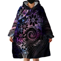 Polynesian Sunset Plumeria Wearable Blanket Hoodie Galaxy Polynesian Tattoo