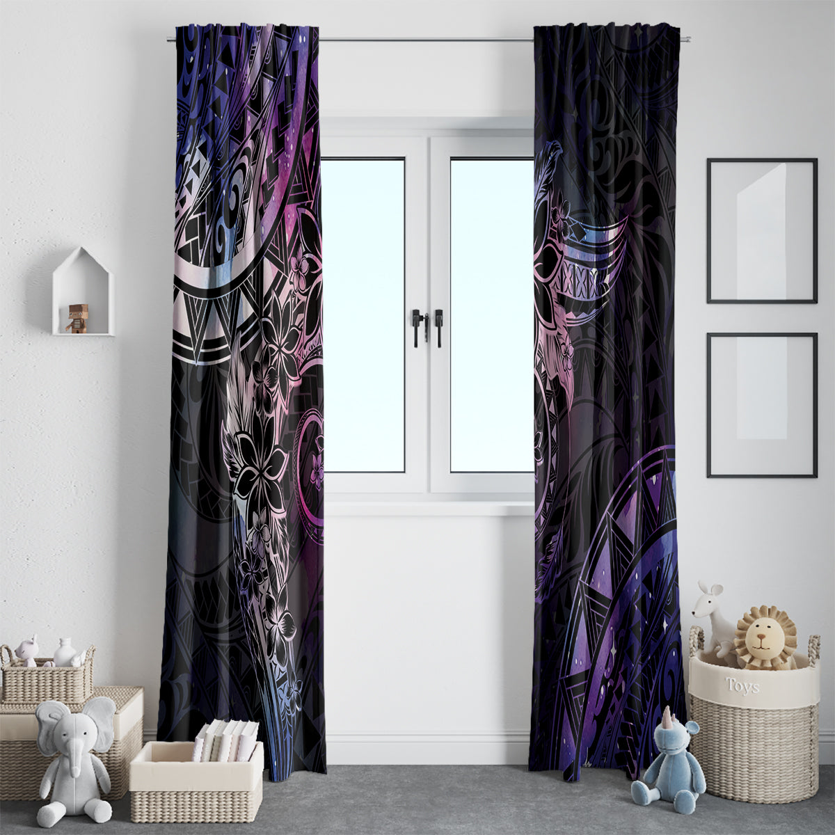 Polynesian Sunset Plumeria Window Curtain Galaxy Polynesian Tattoo